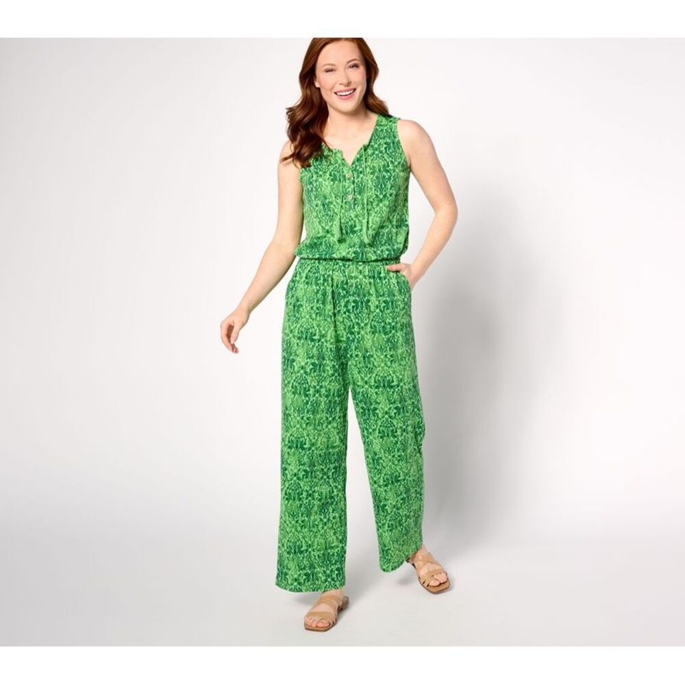 Denim & Co. Women's Plus Sz Dress 2X Beach Knit Sleeveless Green A647313